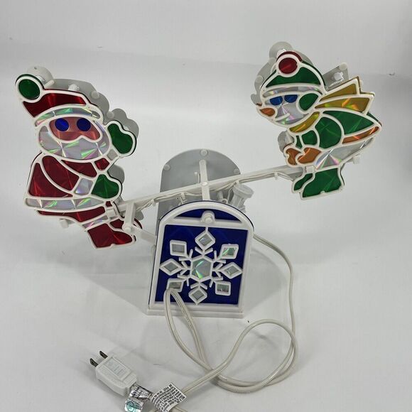 Vintage Christmas Santa Snowman Light Up See Saw Decor INDOOR Motorized - Picture 8 of 13